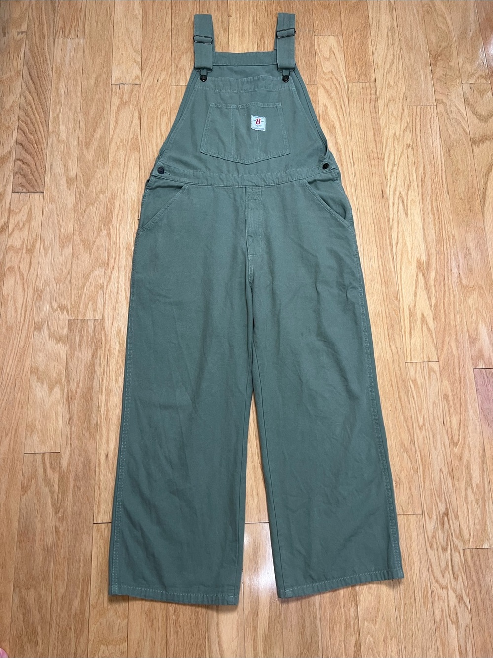 8(eight) Japan Sage Green Cotton Wide Leg Utility Overalls Dungarees - Picture 1 of 12
